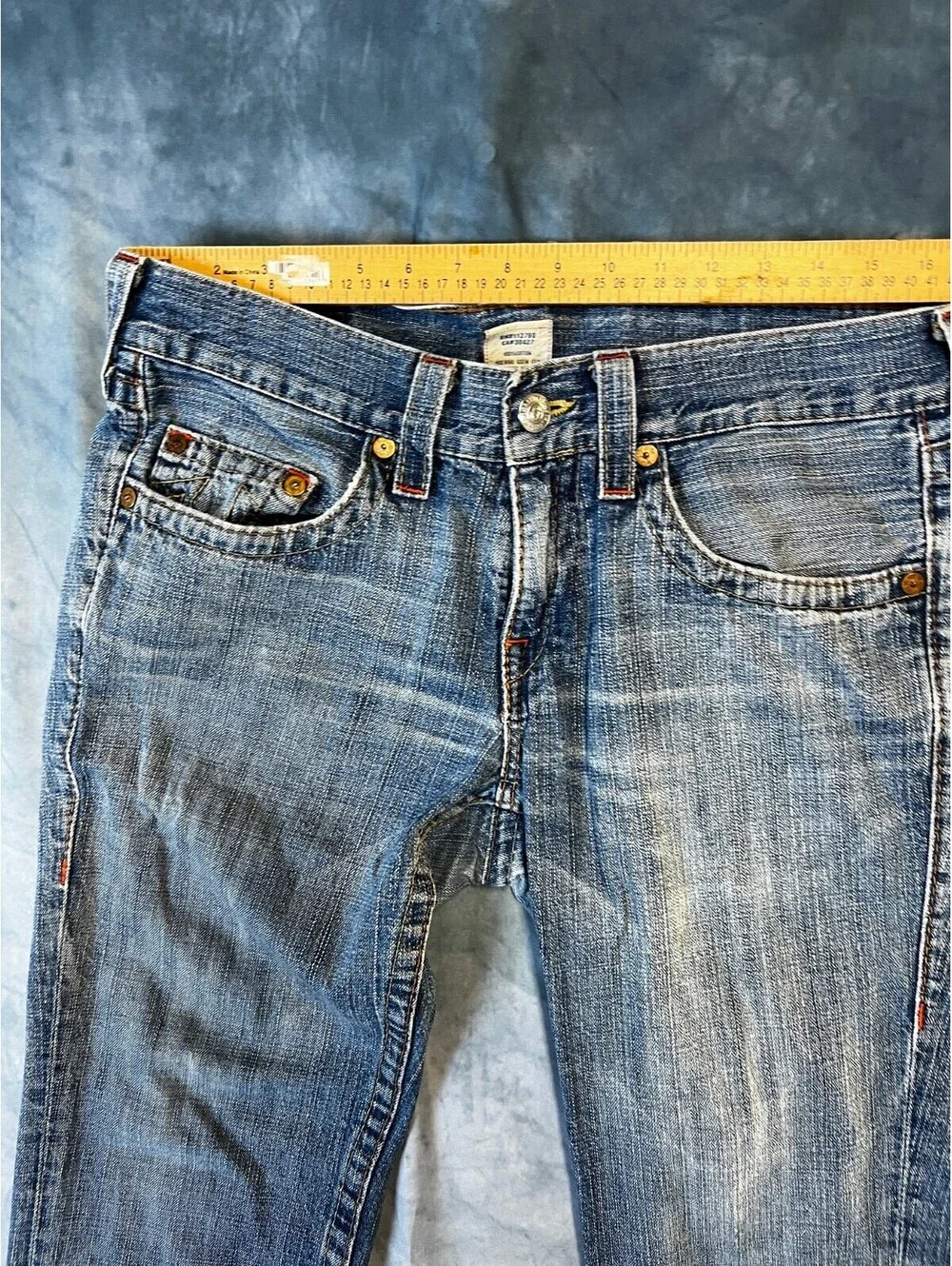 True Religion Jeans Mens Size 32 Light Wash Bobby Straight USA Y2K VTG - 1054-1Q